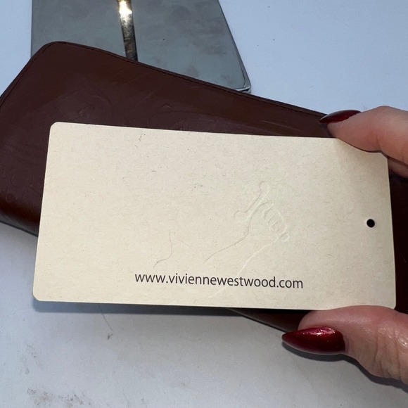 Vivienne Westwood Anglomania Brown Embossed Orb Logo Zip Around Wallet - Picture 8 of 10